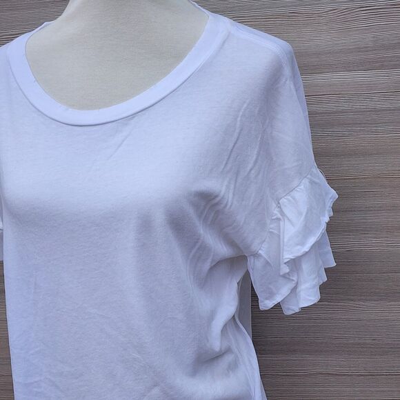 $118 Current Elliott Women's Sugar The Ruffle Roadie Tee Sz 1 (S/M) READ - Picture 5 of 16